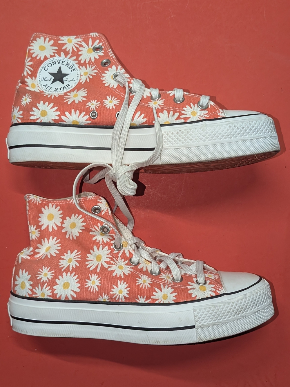 Converse Chuck Taylor All Star Platform High Camp Daisies Orange Unisex W9.5M7.5 - Picture 4 of 11